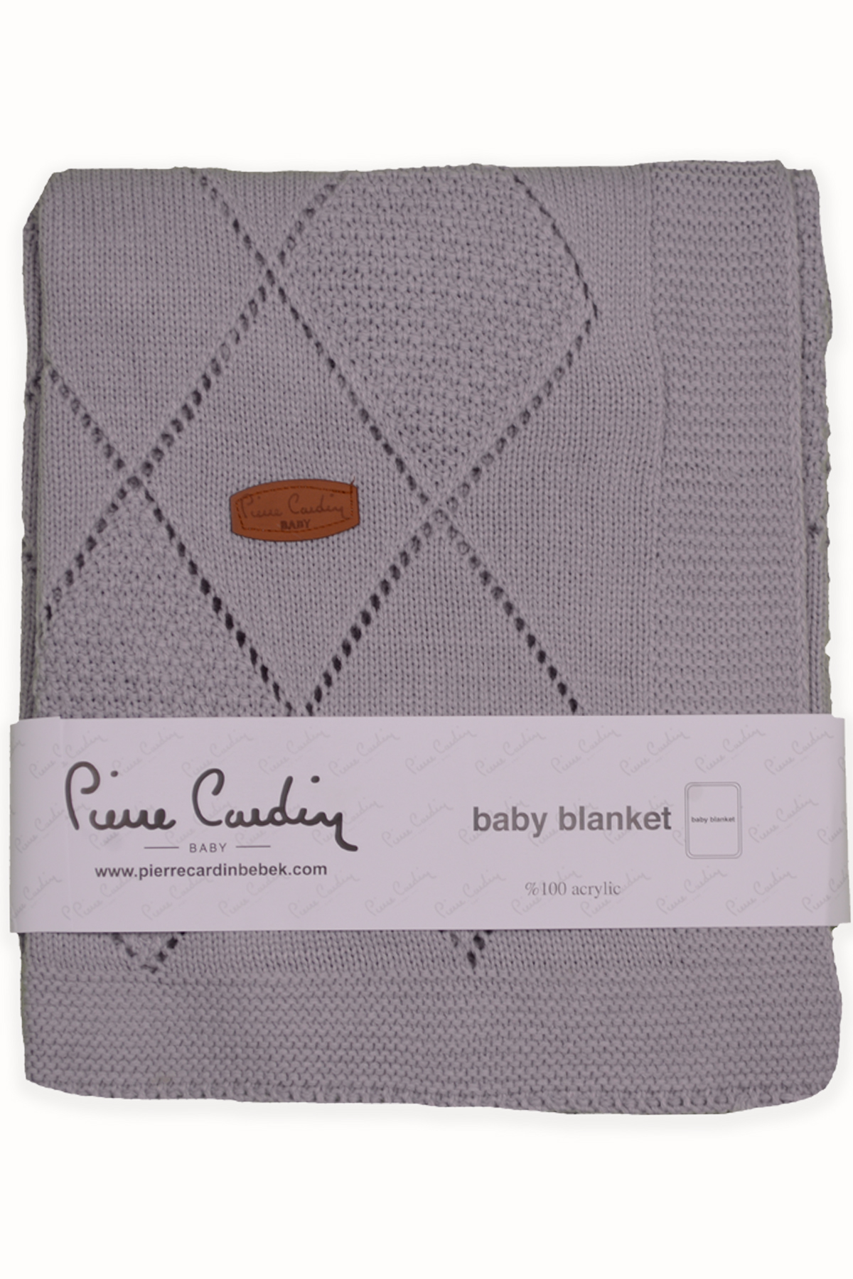 160329-gri-baklava-triko-battaniye Hipoalerginis pilkas pledas Pierre Cardin Baby